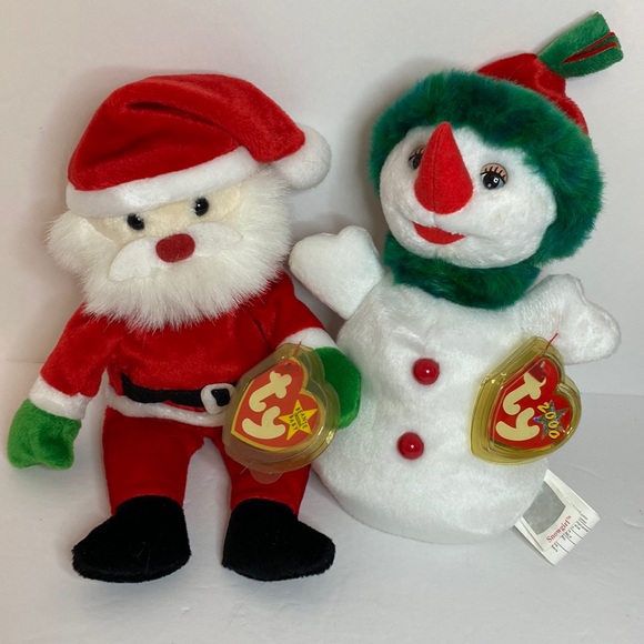 Ty Beanie Babies Christmas SANTA and SNOWGIRL - Picture 1 of 4